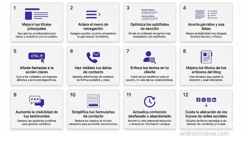 12 mejoras para optimizar un sitio web